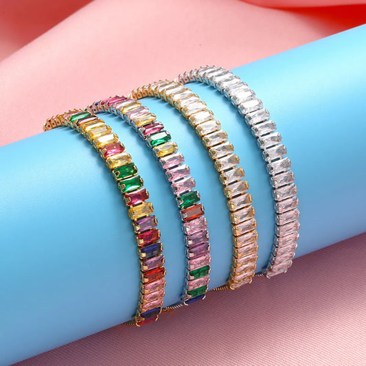 Fashion Geometric Copper Artificial Gemstones Bracelets