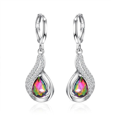 New Colorful Drop Pendant Diamond-studded Colorful Zircon Ear Buckle Earrings Wholesale