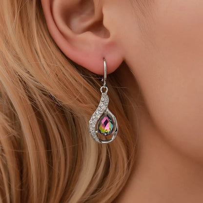 New Colorful Drop Pendant Diamond-studded Colorful Zircon Ear Buckle Earrings Wholesale