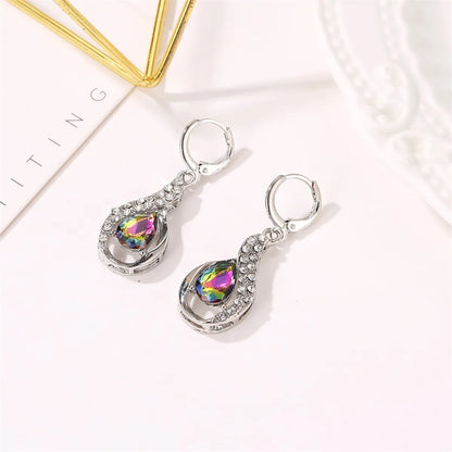 New Colorful Drop Pendant Diamond-studded Colorful Zircon Ear Buckle Earrings Wholesale