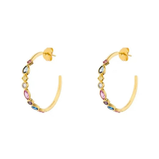 New Colorful Zircon Earrings Fashion Temperament Ear Buckle Ear Ring