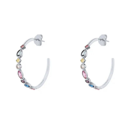 New Colorful Zircon Earrings Fashion Temperament Ear Buckle Ear Ring