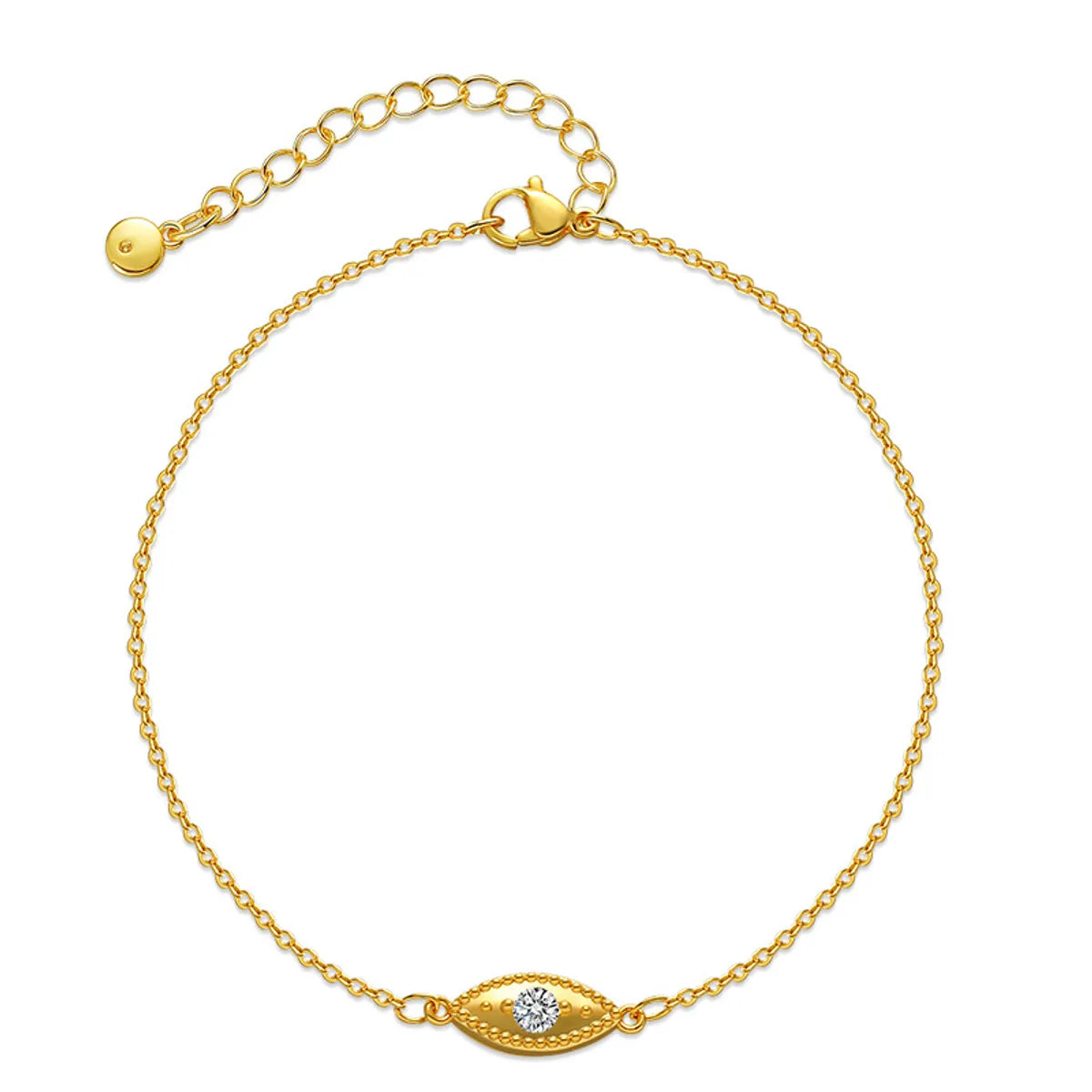 New Copper 18k Gold-plated Zircon Adjustable Devil's Eye Anklet