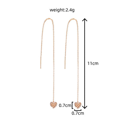 New Copper Micro-Set Zircon Heart-Shaped Pearl Pendant Earrings