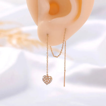 New Copper Micro-Set Zircon Heart-Shaped Pearl Pendant Earrings