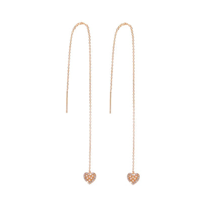 New Copper Micro-Set Zircon Heart-Shaped Pearl Pendant Earrings