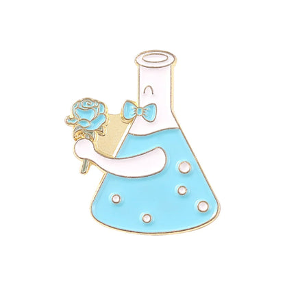 New Creative Cartoon Chemical Equipment Love Rainbow Test Tube Bottle Series Shape Dripping Brooch Bag Badge