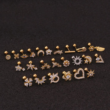 Ear Cartilage Rings & Studs Lady Flower 316 Stainless Steel  Copper