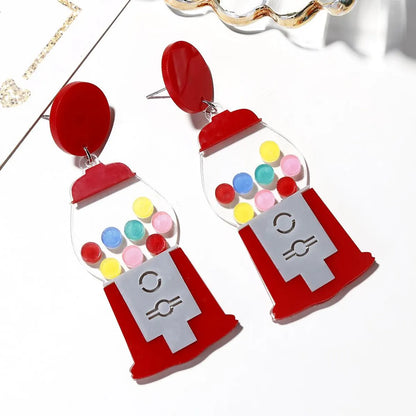 New Creative Funny Exaggerated Gashapon Machine Game Machine Shape Earrings Ear Clip