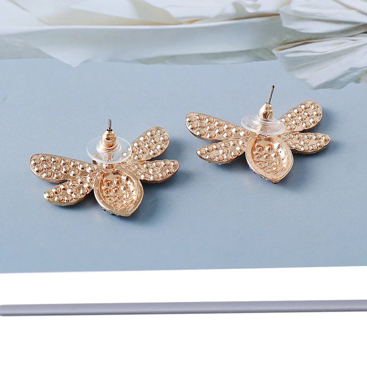 New Creative Insect Bee Full Diamond Stud Earrings