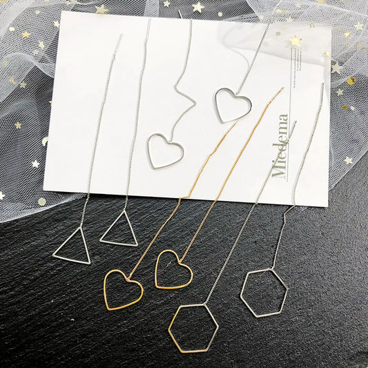 New Creative Korean Tassel Geometric Long Triangle Earrings