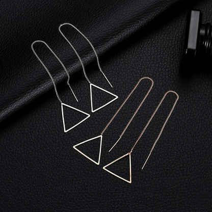 New Creative Korean Tassel Geometric Long Triangle Earrings