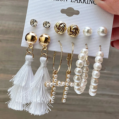 New Creative Pearl Butterfly Chain Earring Set Wholesale Nihaojewelry