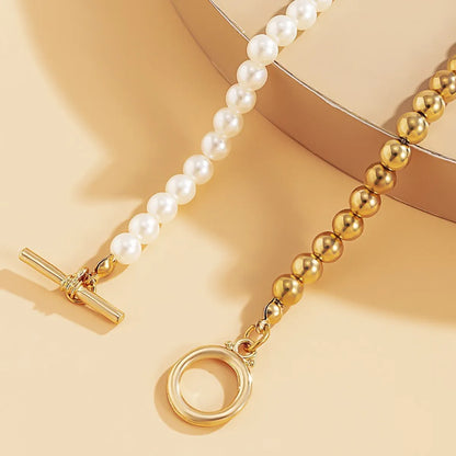 New Creative Pearl Stitching Ot Buckle Choker Wholesale