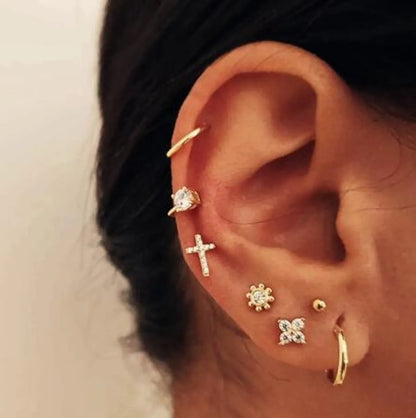 New Creative Retro Full Diamond Cross Alloy Ear Clip Set