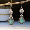 New Creative Retro Turquoise Earrings Ethnic Style Fashion Flowers And Drop Earrings