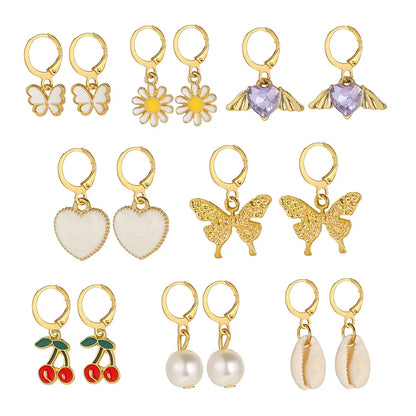 New Creative Simple Earrings Fashion Butterfly Earrings Moon Snake Earrings Set