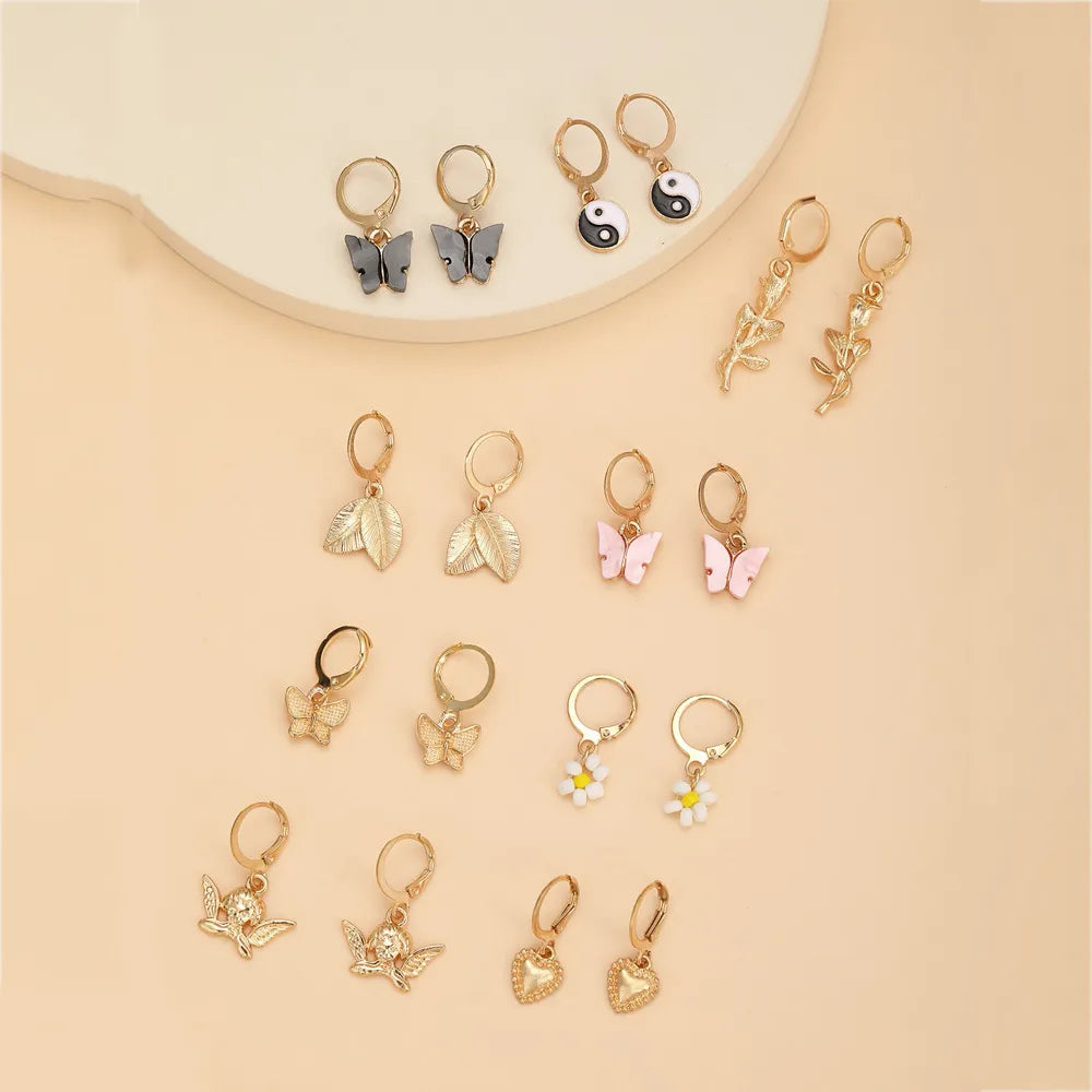 New Creative Simple Earrings Fashion Butterfly Earrings Moon Snake Earrings Set