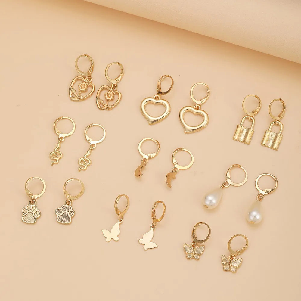 New Creative Simple Earrings Fashion Butterfly Earrings Moon Snake Earrings Set