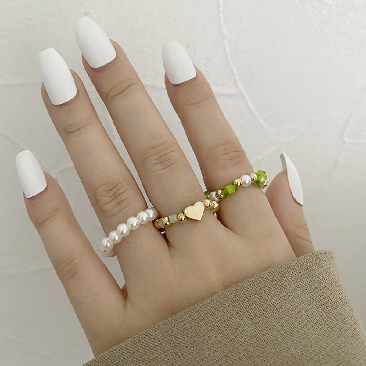 New Creative Simple Resin Alloy Women'S Tail Ring Ring Color Ring Set