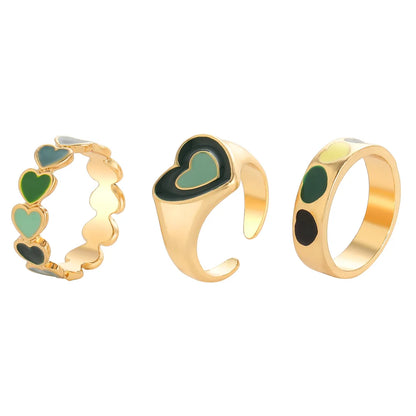 New Creative Simple Resin Alloy Women'S Tail Ring Ring Color Ring Set