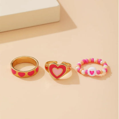 New Creative Simple Resin Alloy Women'S Tail Ring Ring Color Ring Set