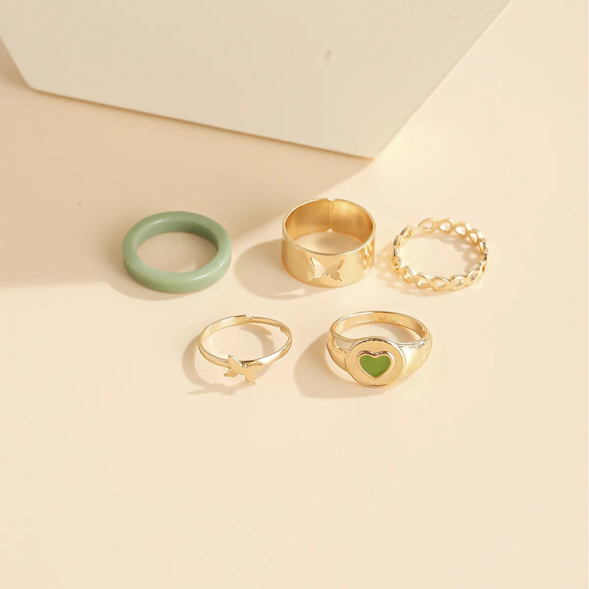 New Creative Simple Resin Alloy Women'S Tail Ring Ring Color Ring Set