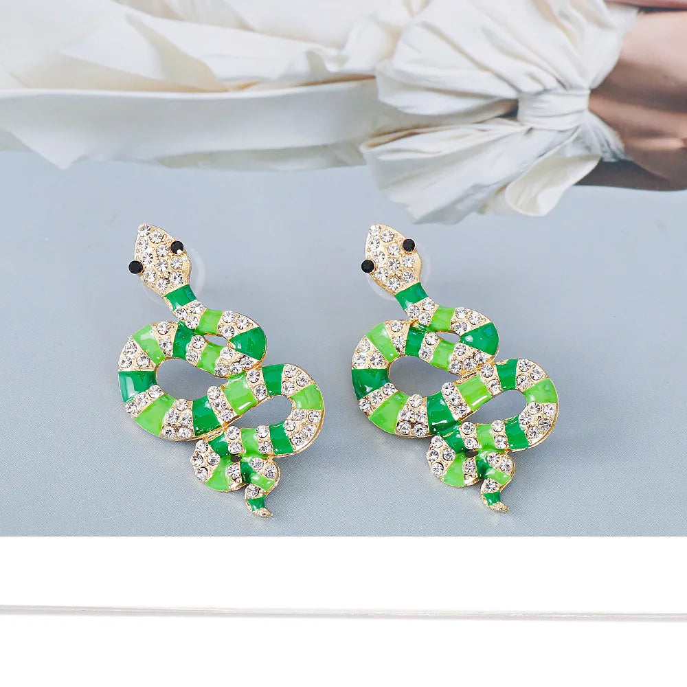 New Creative Snake Pendant Diamond Earrings