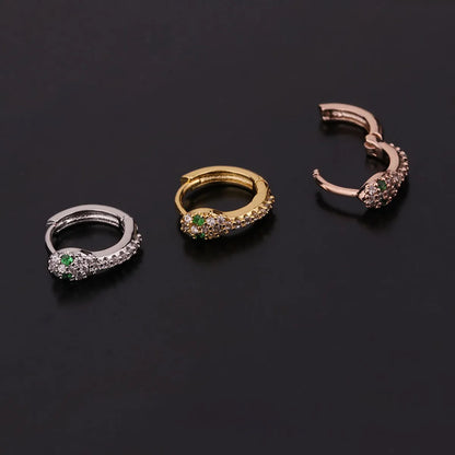 New  Creative Snake-shaped Round Ear Bone Buckle Micro-inlaid Zircon Earrings