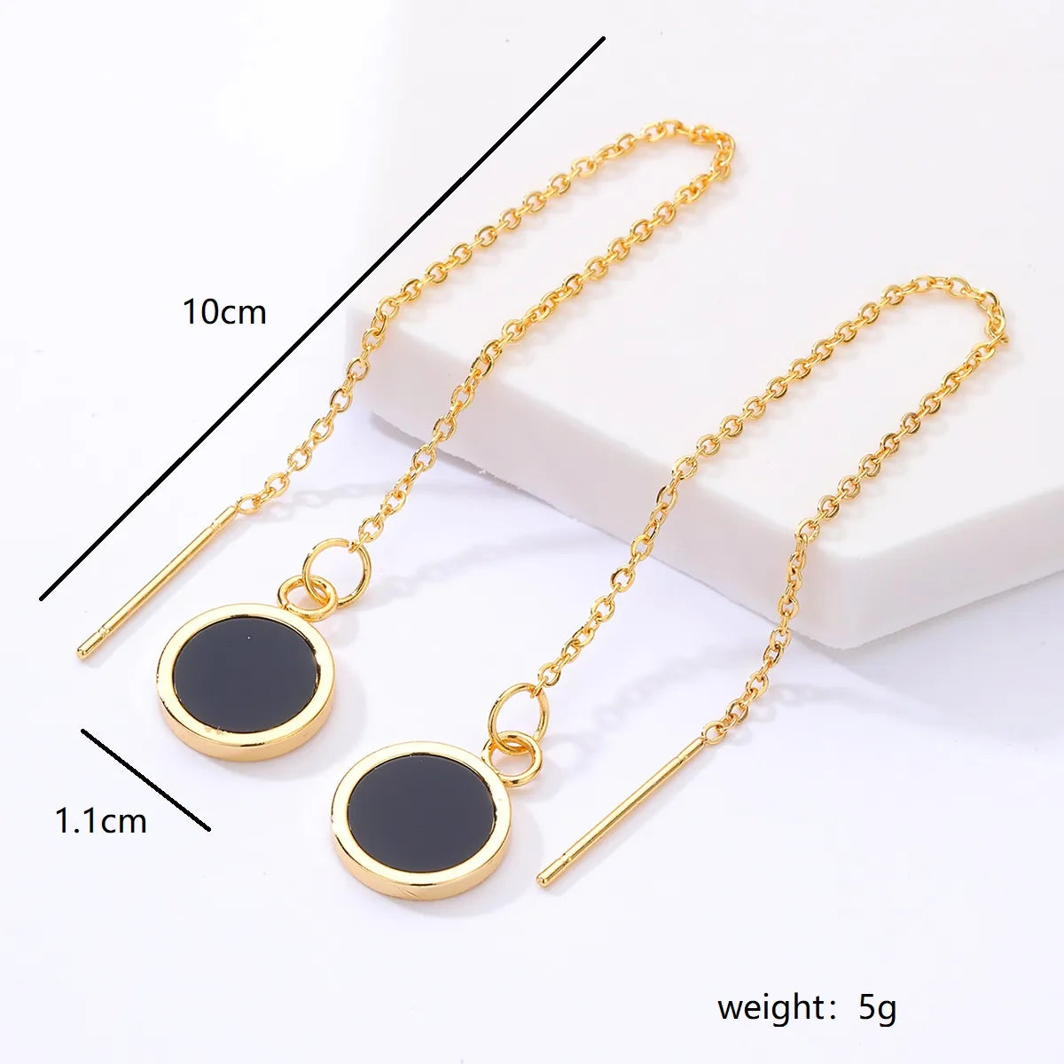 New Creative Stainless Steel Electroplating 18k Gold Round Pendent Chain Earrings