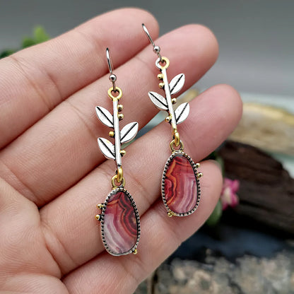 New Creative Tree Leaf Agate Earrings Dangle Earrings