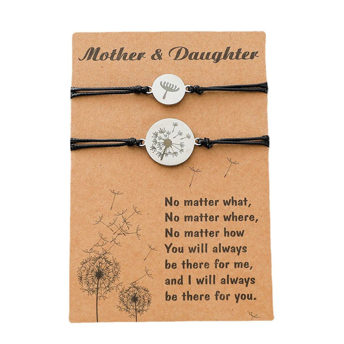 New Creative Wax Thread Braided Bracelet Stainless Steel Dandelion Mother And Daughter Bracelet