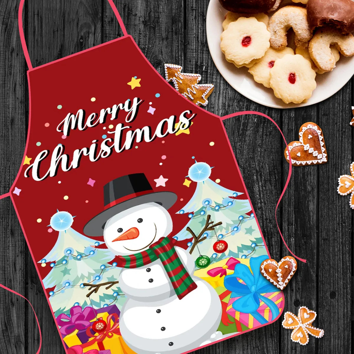 Christmas Decorations Fabric Printed Christmas Apron Party Atmosphere Decoration