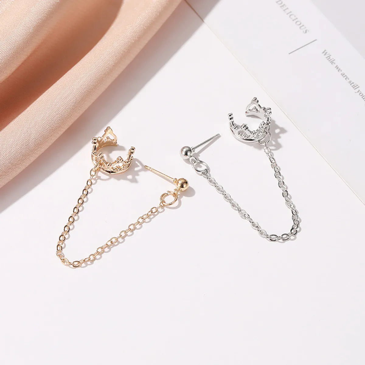 New Crown U-shaped Ear Clip Hollow Out Love Retro Earrings Non-mainstream Earrings Long Section No Pierced Earrings Wholesale Gooddiy