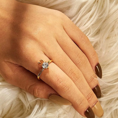 New Cute Rabbit Copper Inlaid Zircon Ring Opening Adjustable Ring