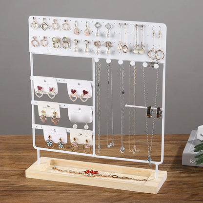 New Detachable Slotted Wood Base Jewelry Display Stand Home Earrings Storage Rack Hanging Necklace Rack Jewelry Storage Rack