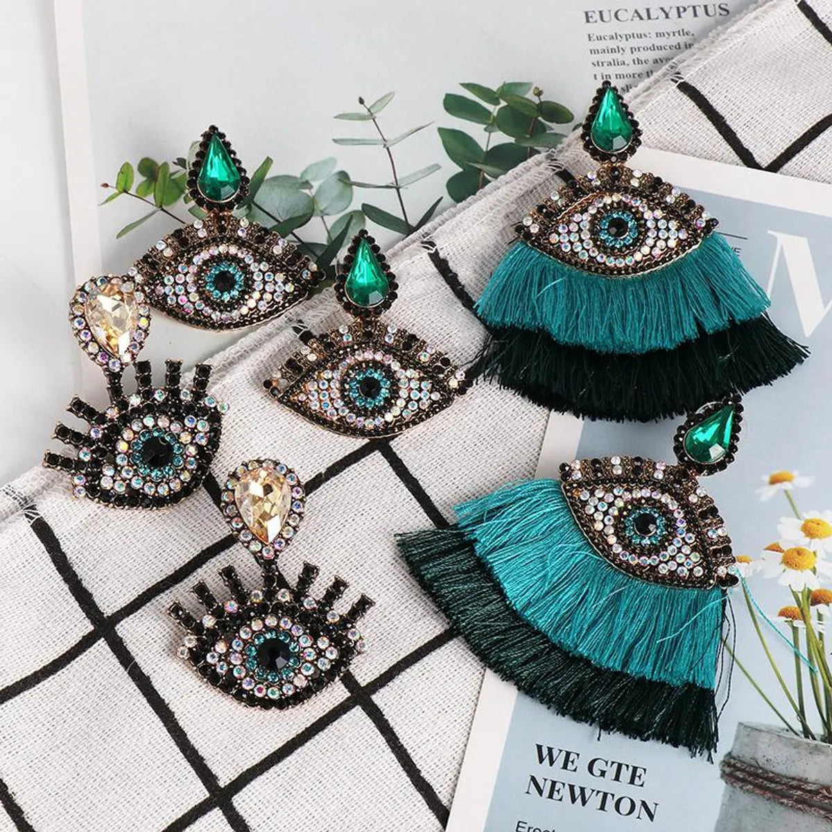 New Diamond Eye Tassel Earrings Devil's Eye Earrings