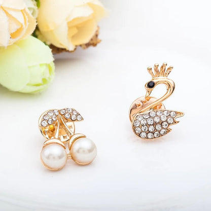 New Rhinestone-Studded Owl Swan Cherry Small Brooches Nhdp148727