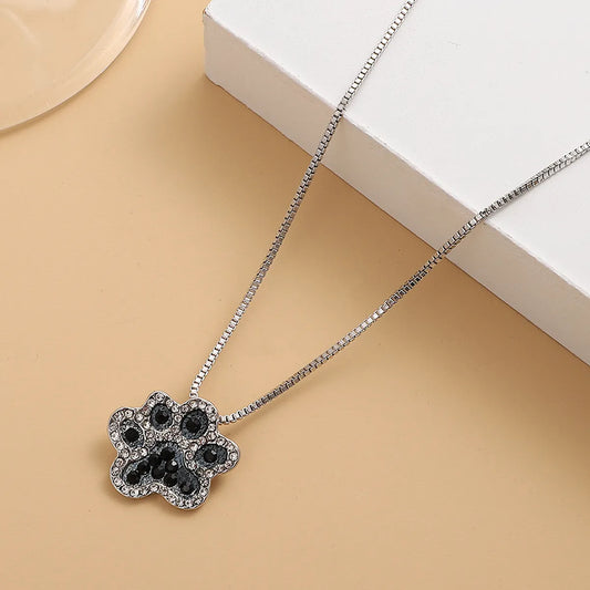 New Diamond-Studded Paw Print Necklace Nhdp155691