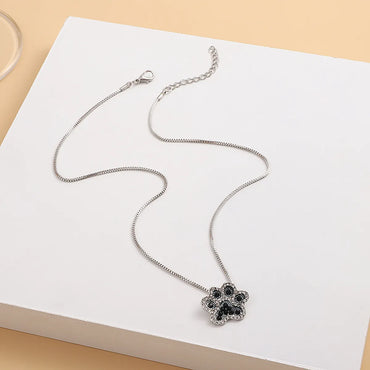 New Diamond-Studded Paw Print Necklace Nhdp155691