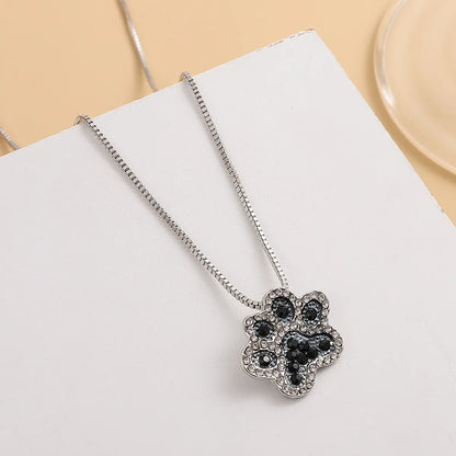 New Diamond-Studded Paw Print Necklace Nhdp155691