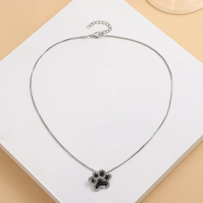 New Diamond-Studded Paw Print Necklace Nhdp155691