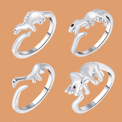 New Dinosaur Ring Europe And America Creative Metal Opening Animal Ring Rings Little Finger Ring Hand Jewelry Men And Women