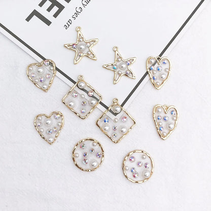 New Diy Ornament Accessories Translucent Drip Love Five-Pointed Star Pendant For Girls Rhinestone Pearl Earring Pendant