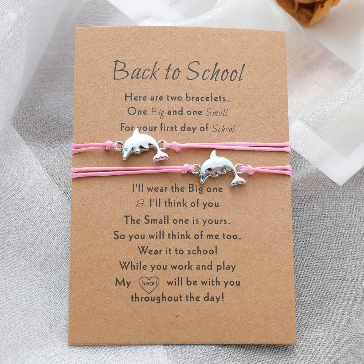 New Dolphin School Season Card Bracelet Parent-child Alloy Small Animal Woven Bracelet 2-piece Set