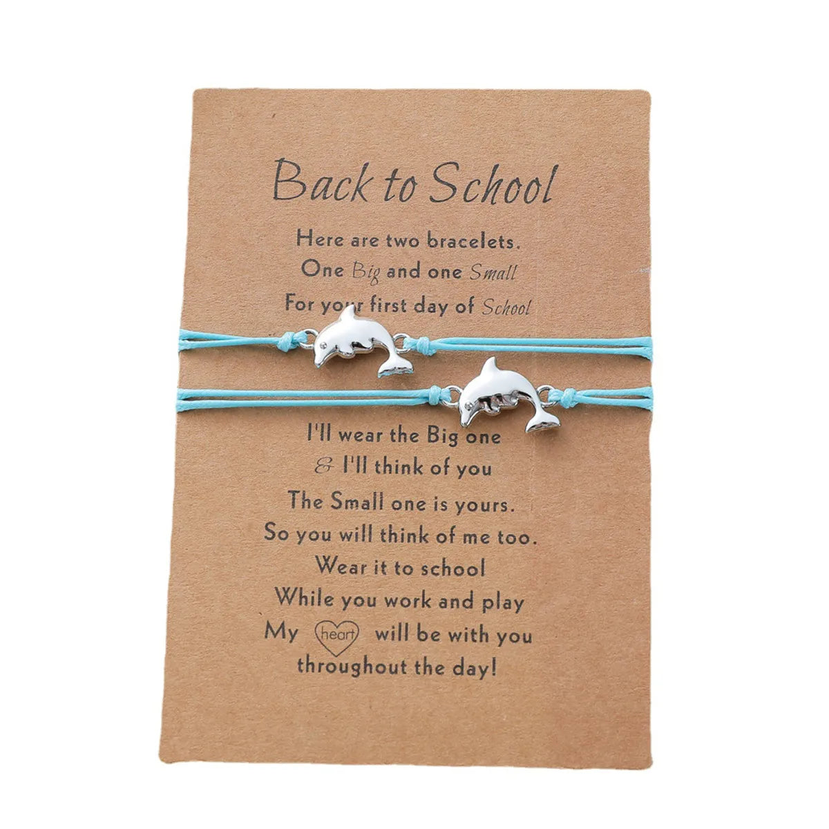 New Dolphin School Season Card Bracelet Parent-child Alloy Small Animal Woven Bracelet 2-piece Set