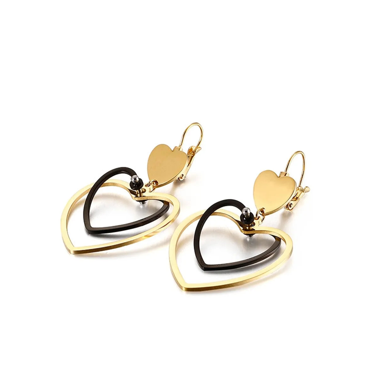 New Double Peach Heart Stainless Steel Earrings Wholesale Gooddiy