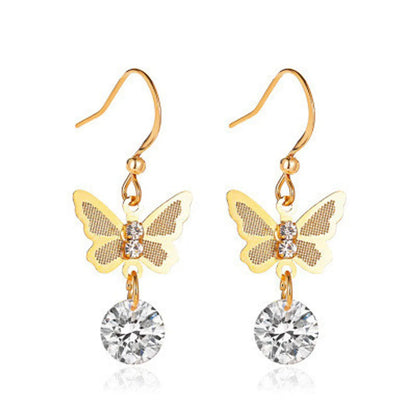 New Earrings Butterfly Zircon Earrings Short Earrings Fashion Simple Earrings Wholesale Gooddiy