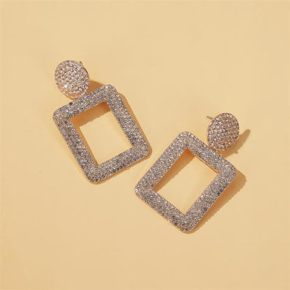 New Earrings Style Fashion Exaggerated Earrings Temperament Flash Diamond Geometric Square Earrings Diamond Wholesale Gooddiy