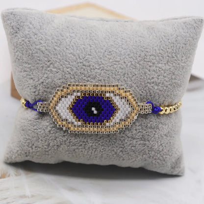 New Europe And America Cross Border Hot Sale Bohemian Miyuki Bead Hand-woven Devil's Eye Tassel Bracelet